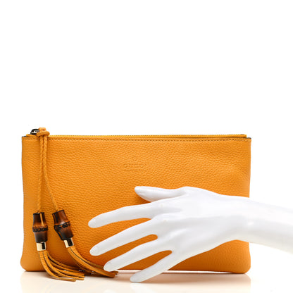 Gucci Calfskin Large Bamboo Clutch Yellow 2 of 7