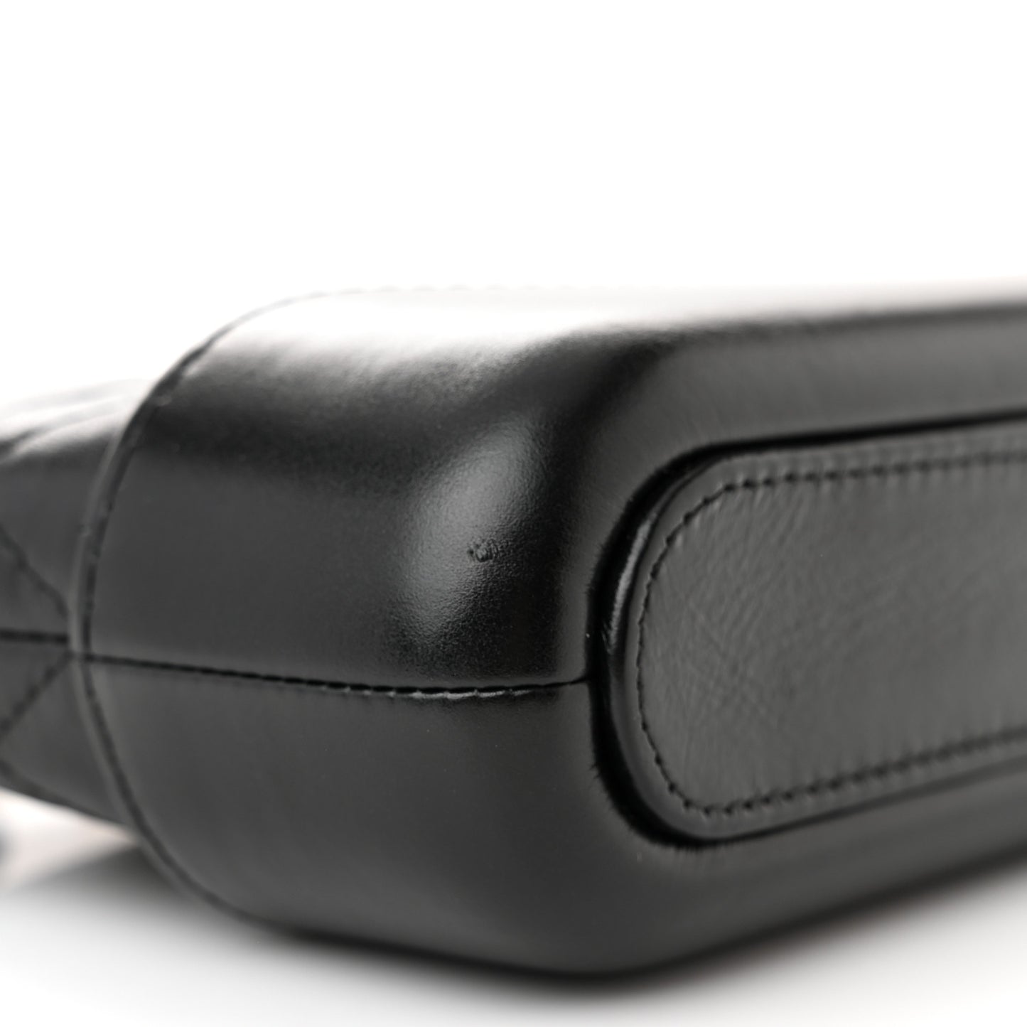 Aged Calfskin Quilted Small Gabrielle Clutch With Chain Black