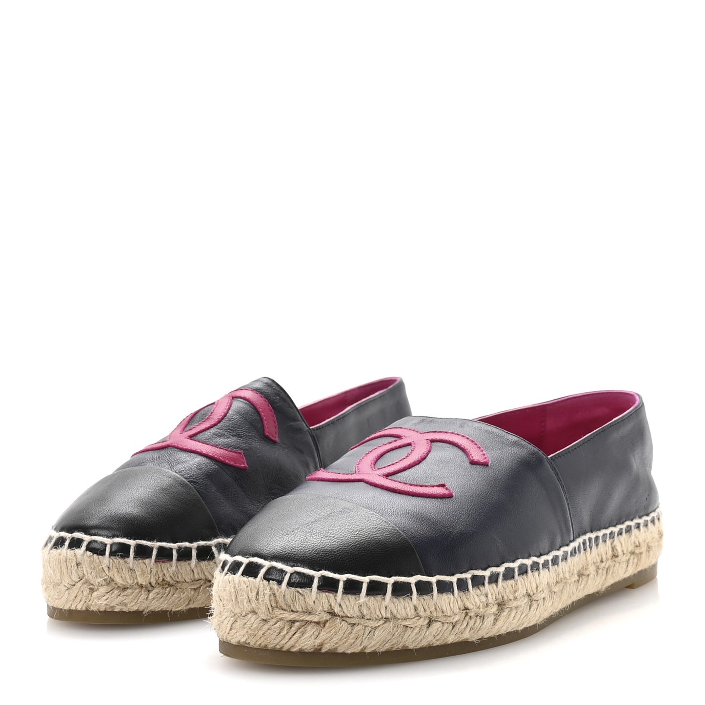 Lambskin CC Espadrilles 37 Navy Fuchsia Black