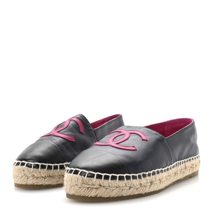 Chanel Lambskin CC Espadrilles 37 Navy Fuchsia Black 4 of 8