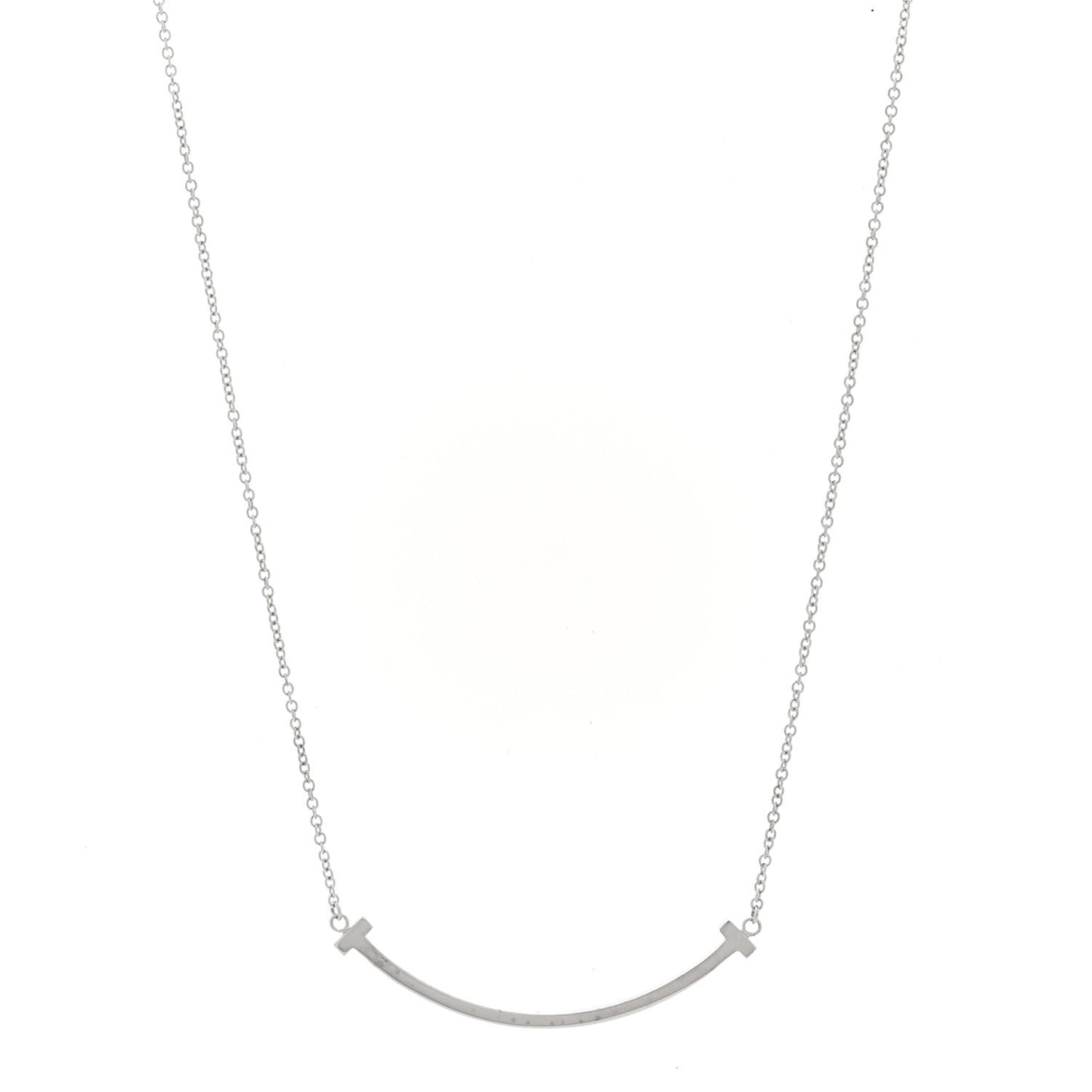 18K White Gold Small T Smile Pendant Necklace