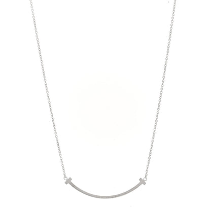Tiffany 18K White Gold Small T Smile Pendant Necklace 1 of 5