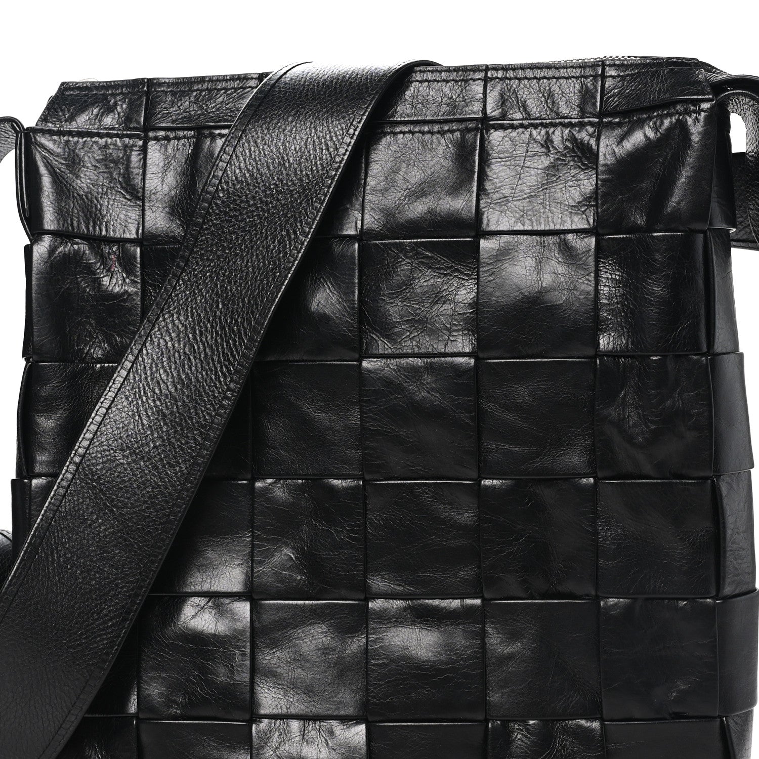 Bottega Veneta Paper Calfskin Maxi Intrecciato Cassette Messenger Black 7 of 9