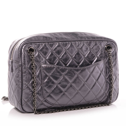 Chanel Metallic Aged Calfskin Quilted Medium Reissue Camera Case Dark Silver 3 of 7