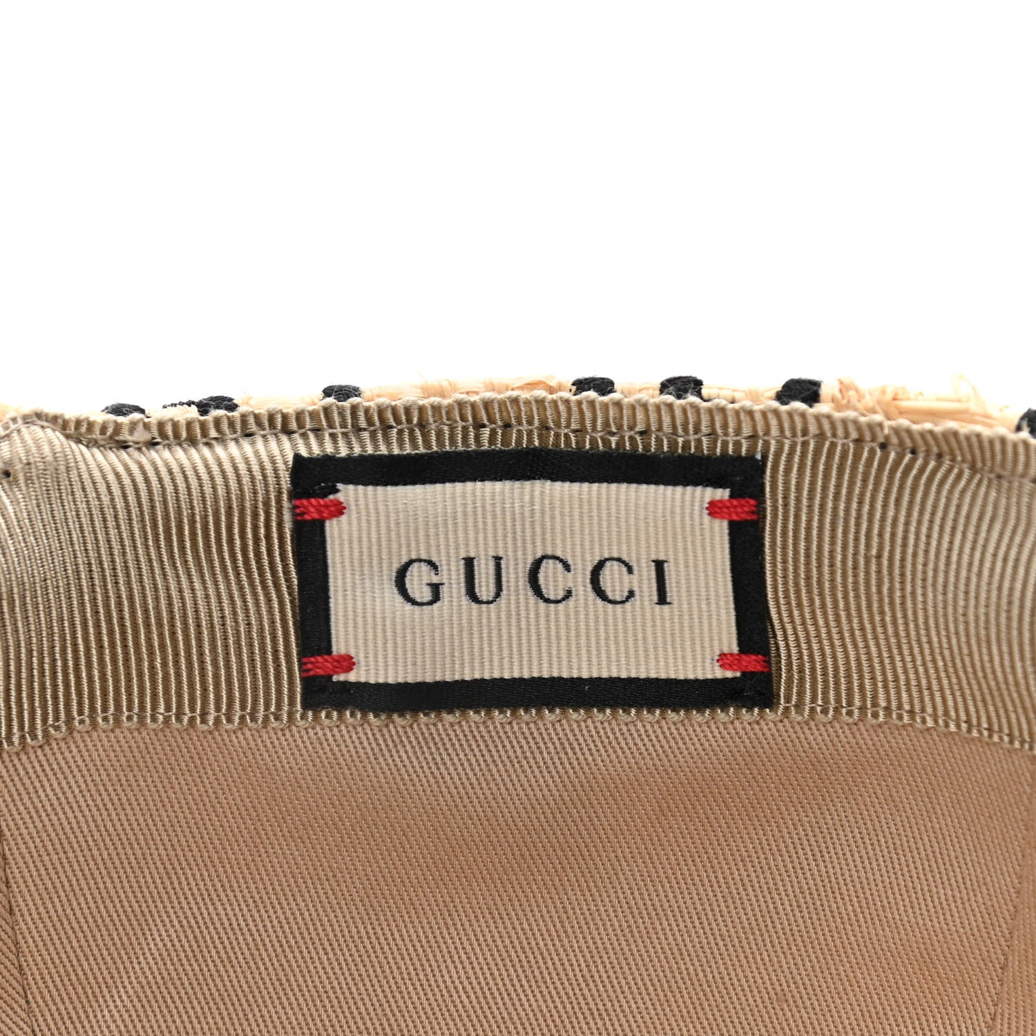 Gucci Raffia GG Monogram Elaphe Embroidered Aisha Baseball Hat M Ivory Black 4 of 6