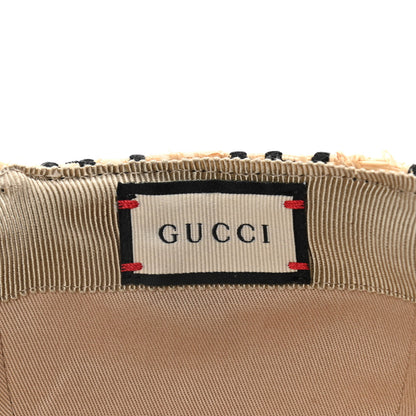 Gucci Raffia GG Monogram Elaphe Embroidered Aisha Baseball Hat M Ivory Black 4 of 6
