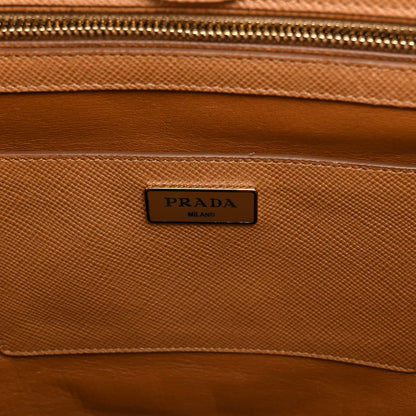 Prada Saffiano Cuir Double Zip Frame Tote Caramel 7 of 11