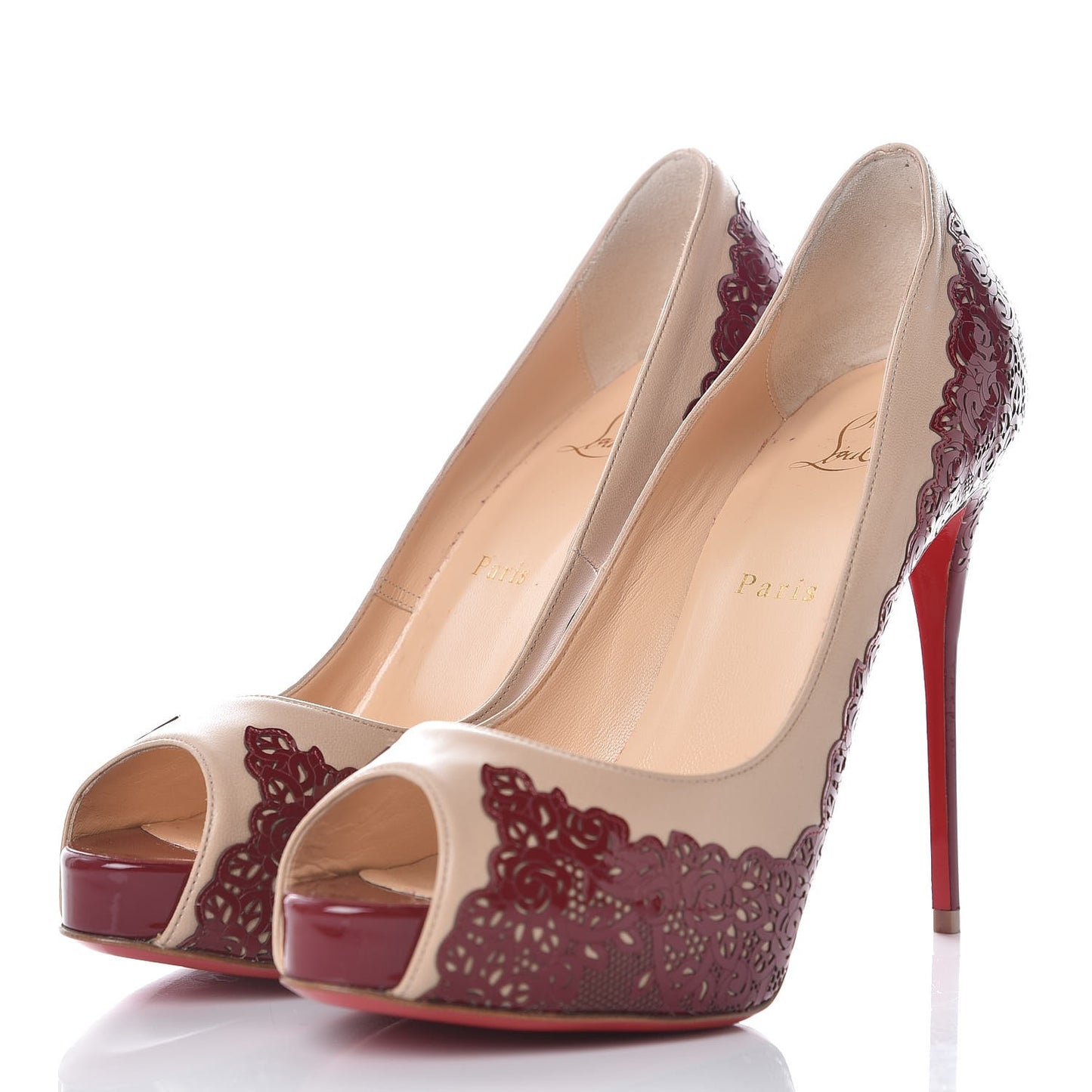 Patent Nappa Veramucha 120 Platform Peep Toe Pumps 39.5 Carmin Nude