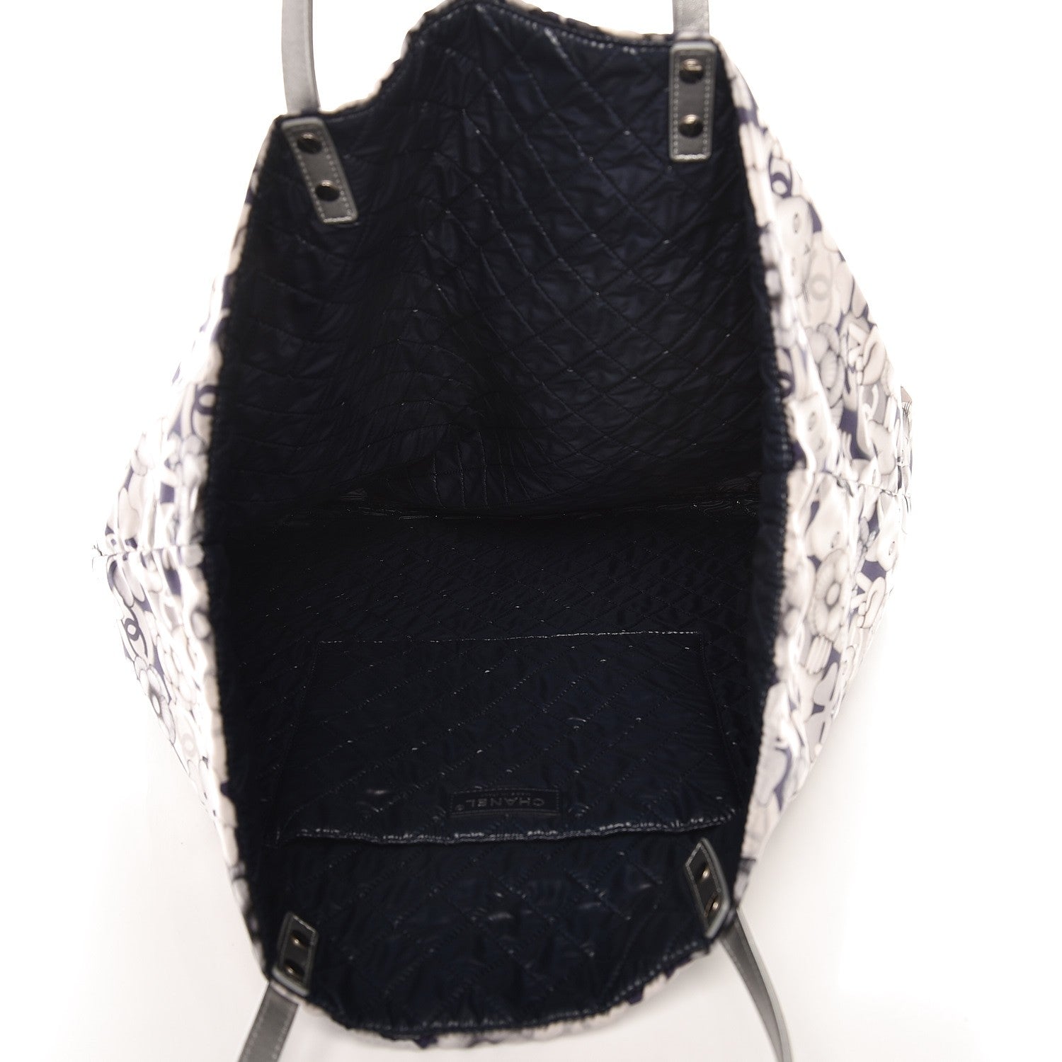 Chanel Nylon Cat Emoticon Tote Navy Silver 6 of 8