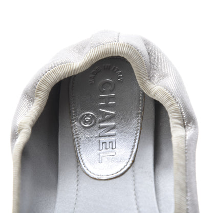 Chanel Metallic Fabric CC Elastic Ballerina Flats 37 Silver 7 of 8