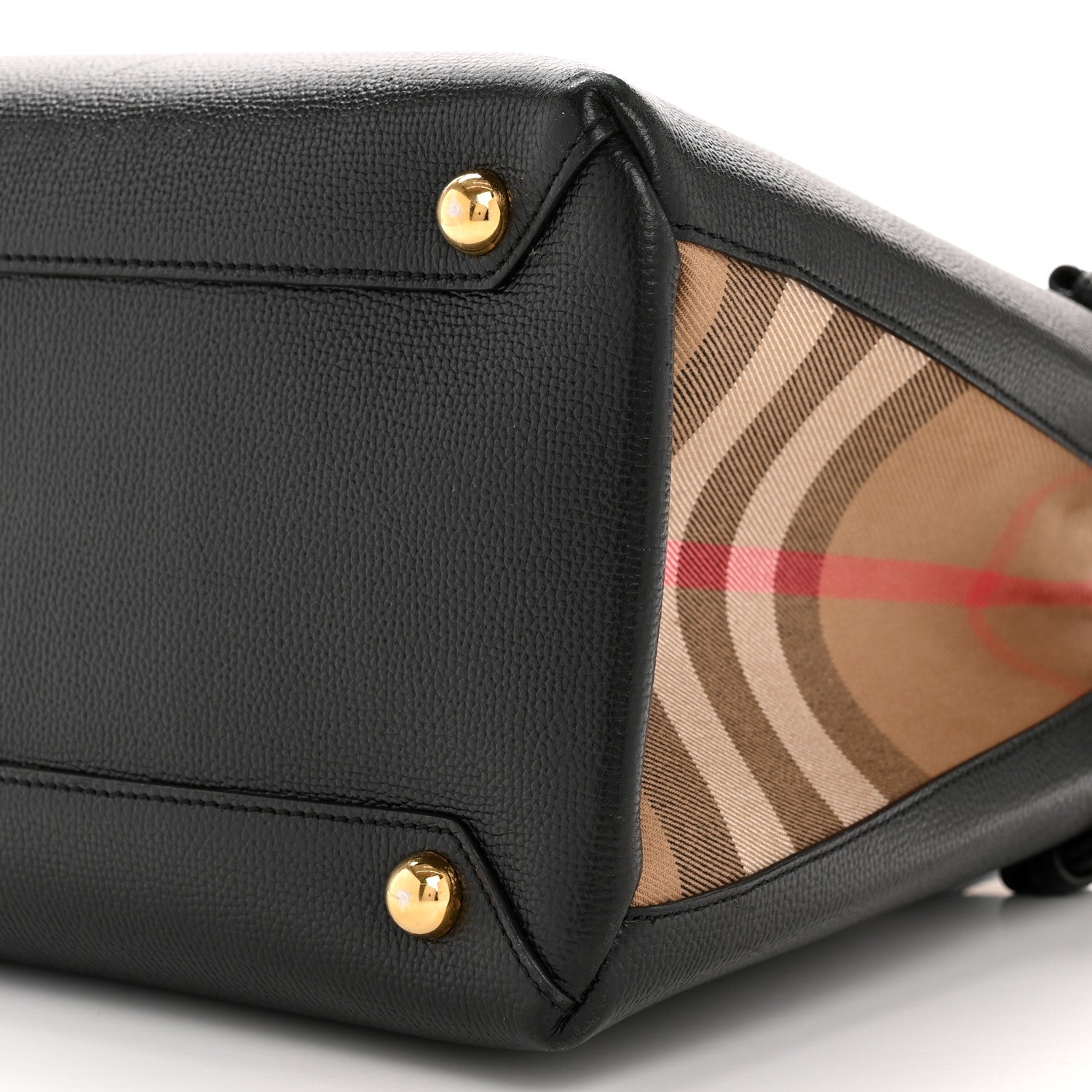 Burberry Derby Calfskin House Check Medium Banner Tote Black 11 of 15