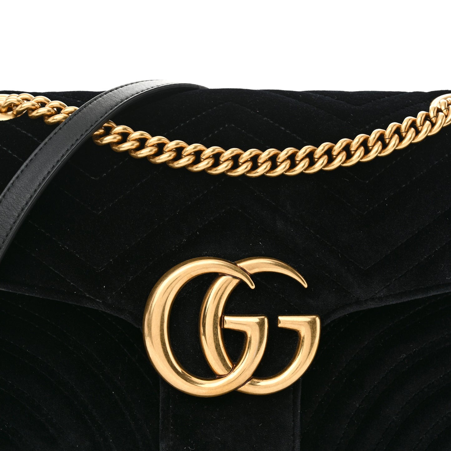 Velvet Matelasse Medium GG Marmont Shoulder Bag Black