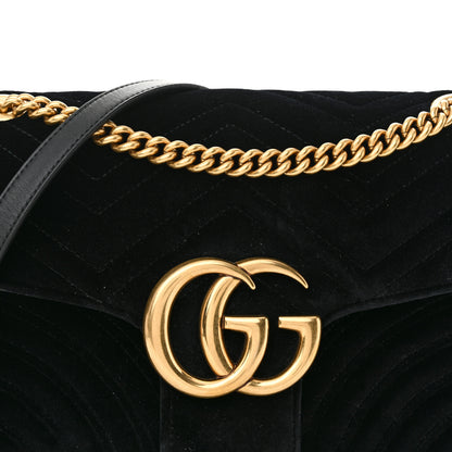 Gucci Velvet Matelasse Medium GG Marmont Shoulder Bag Black 8 of 11