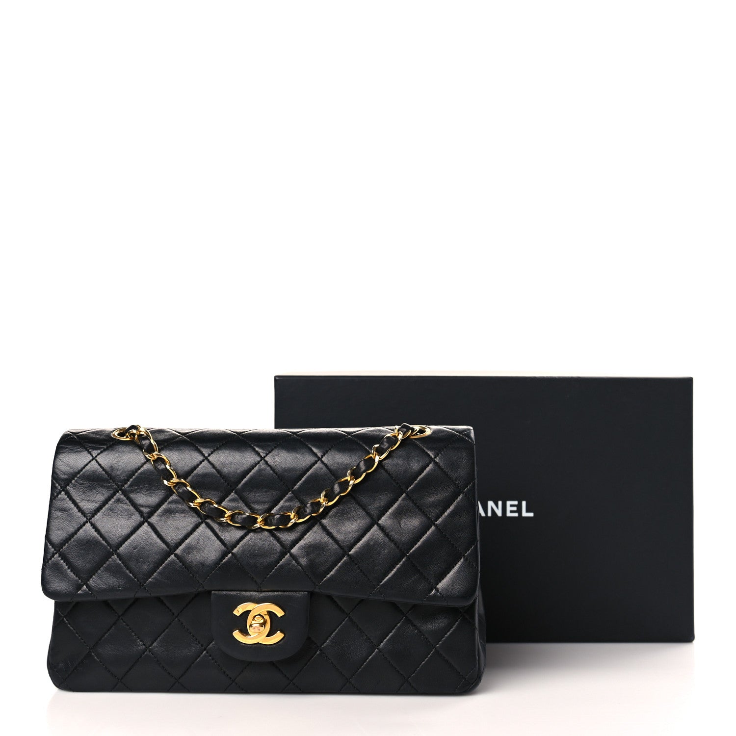 Chanel Lambskin Quilted Medium Double Flap Black 10 of 10