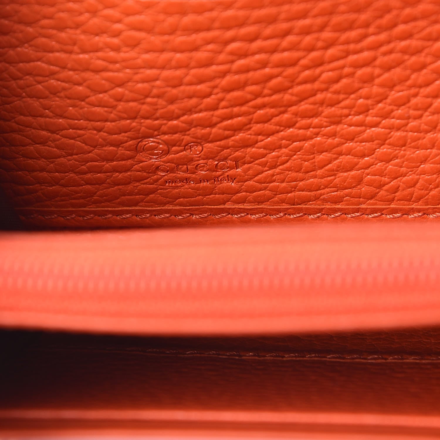 Gucci Monogram Dollar Calfskin Zip Around Wallet Beige Ebony Sun Orange 6 of 8