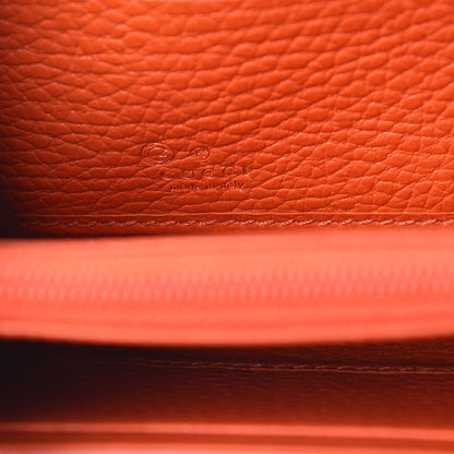 Gucci Monogram Dollar Calfskin Zip Around Wallet Beige Ebony Sun Orange 6 of 8