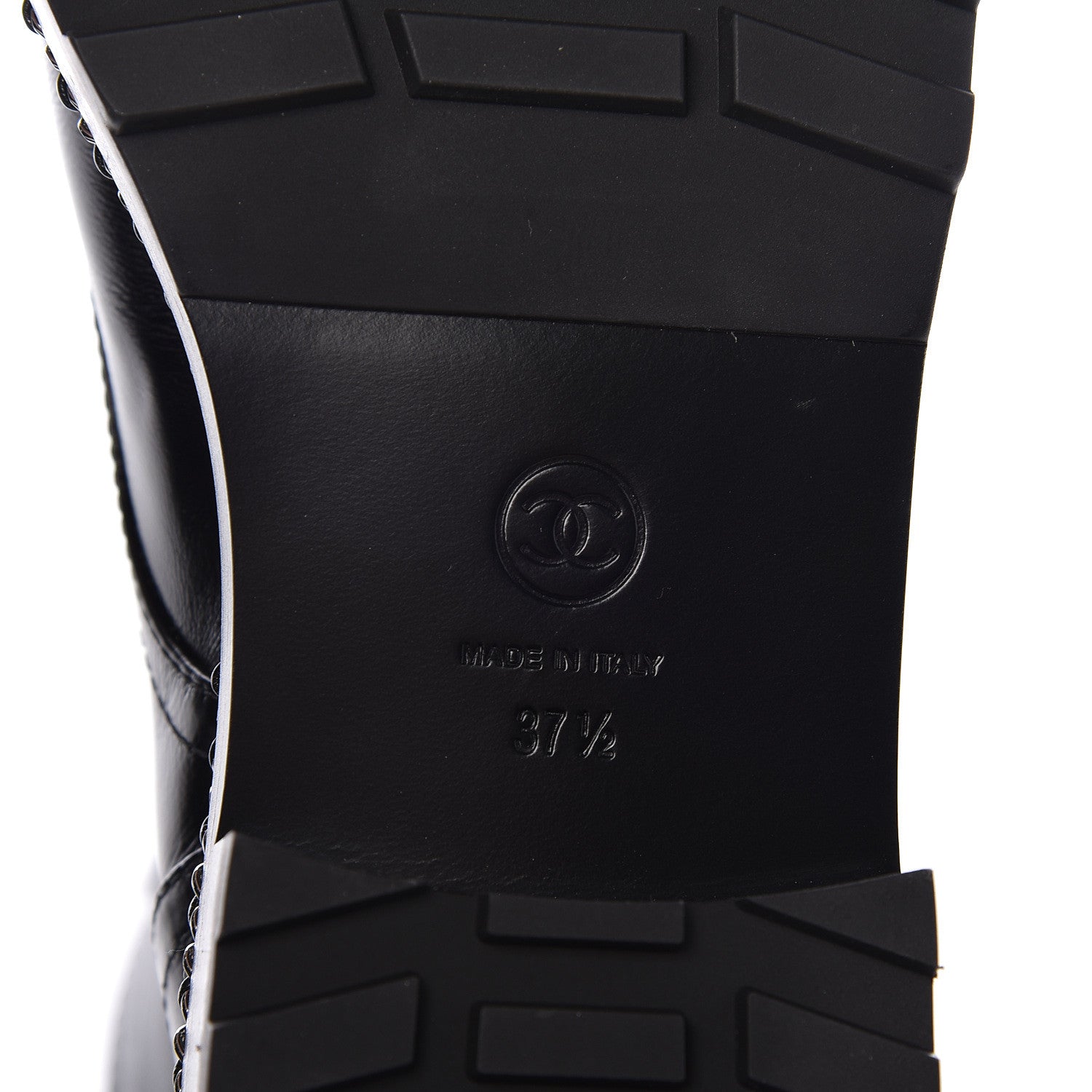 Chanel Crackled Calfskin Velvet Pearl Combat Short Boots 37.5 Black 6 of 8
