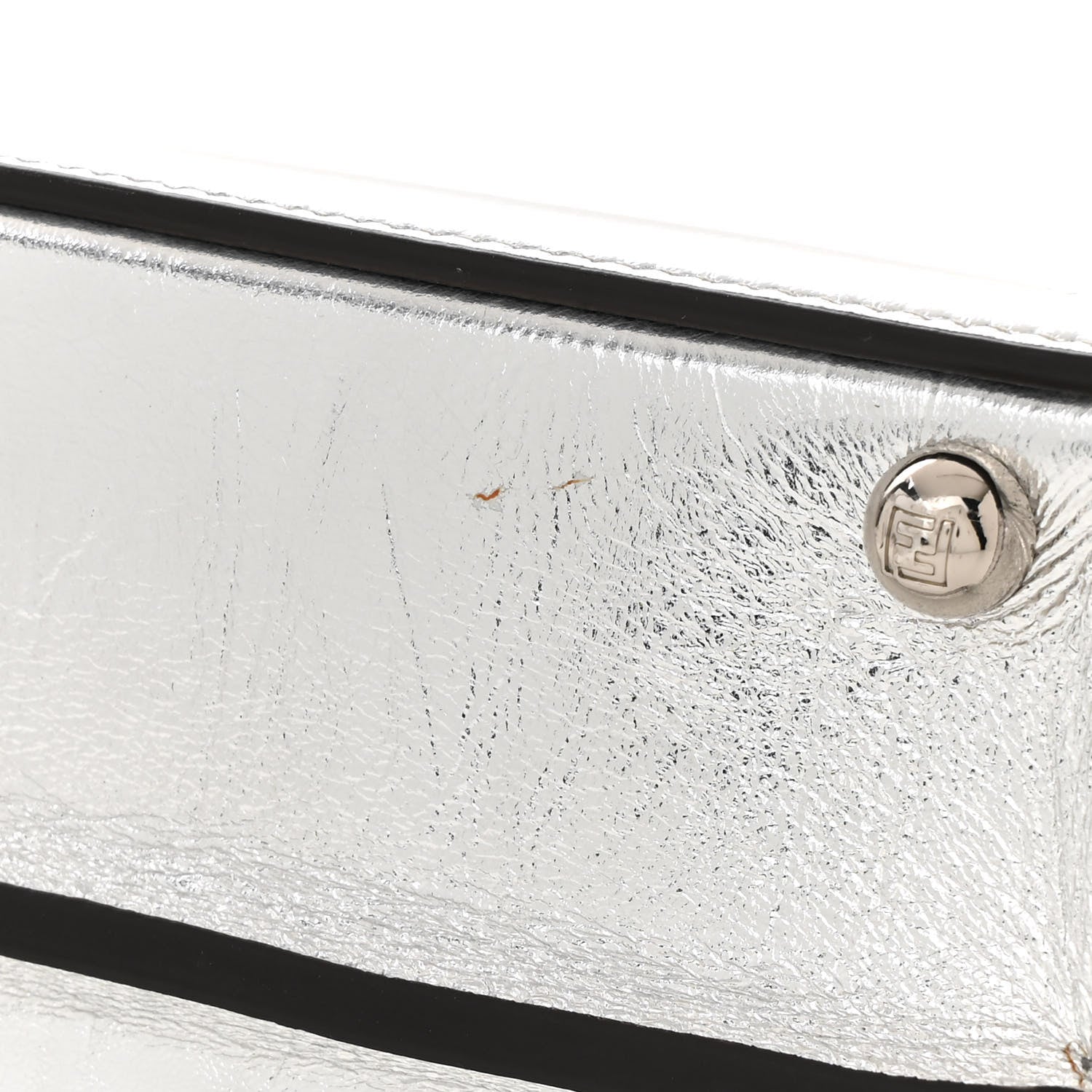 Fendi Rock Millenium Laminata Small Peekaboo I SEE U Satchel Argento 11 of 11