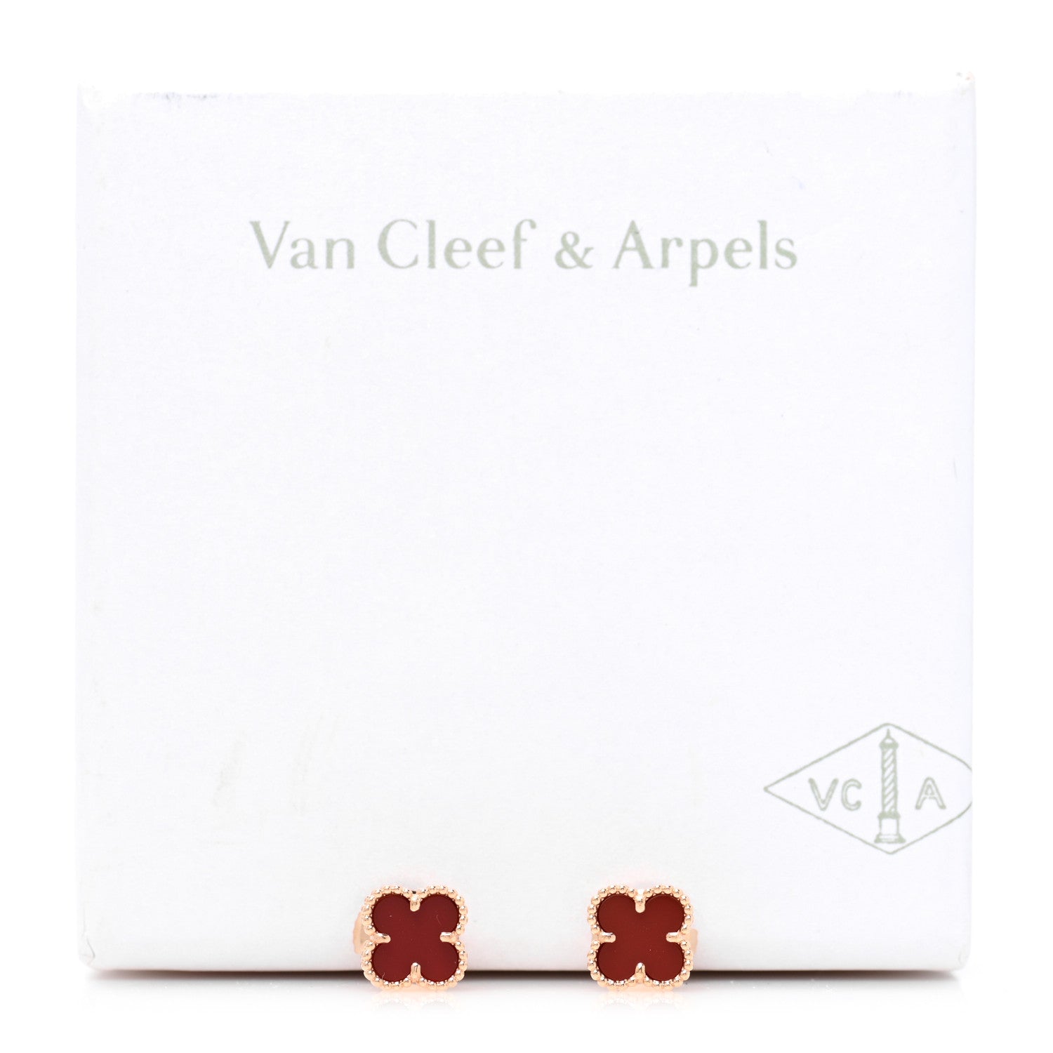 Van Cleef & Arpels 18K Rose Gold Carnelian Sweet Alhambra Earrings 5 of 5