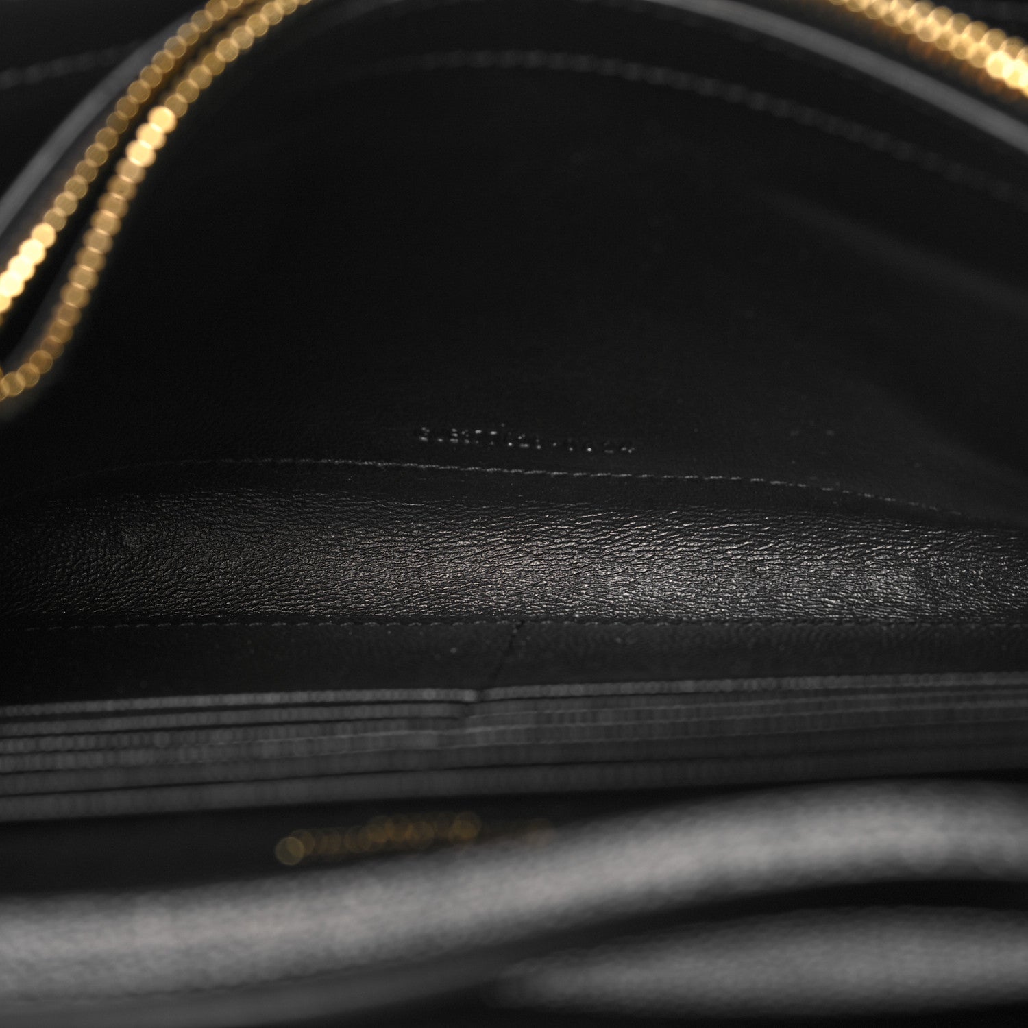Saint Laurent Grain De Poudre Matelasse Chevron Monogram Chain Wallet Black 6 of 11