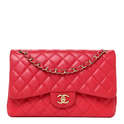 Chanel Lambskin Quilted Jumbo Double Flap Red 1 of 14