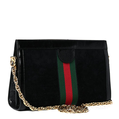 Gucci Suede Patent GG Web Small Ophidia Chain Shoulder Bag Black 3 of 14