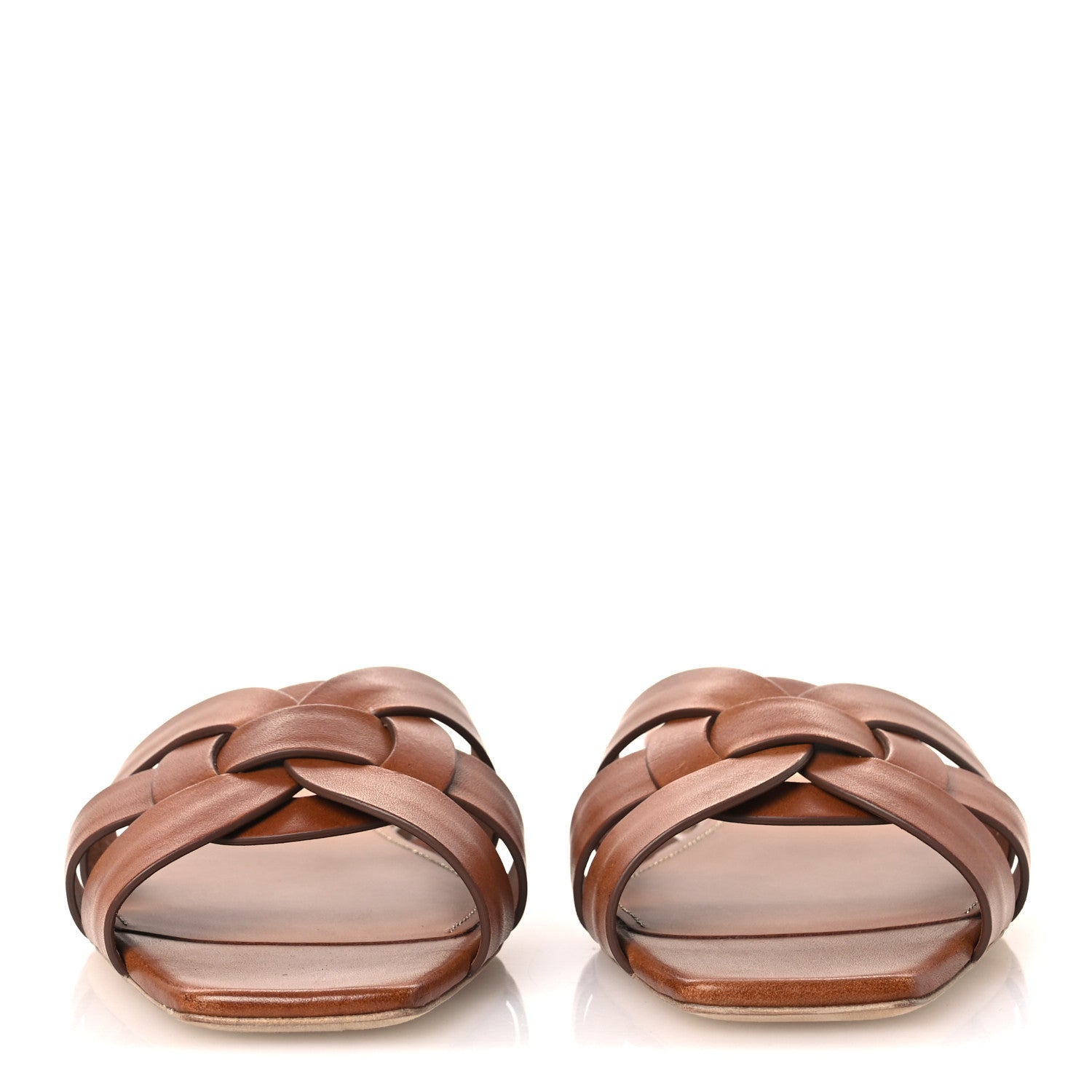Saint Laurent Calfskin Tribute 05 Slide Sandals 38.5 Amber 3 of 13