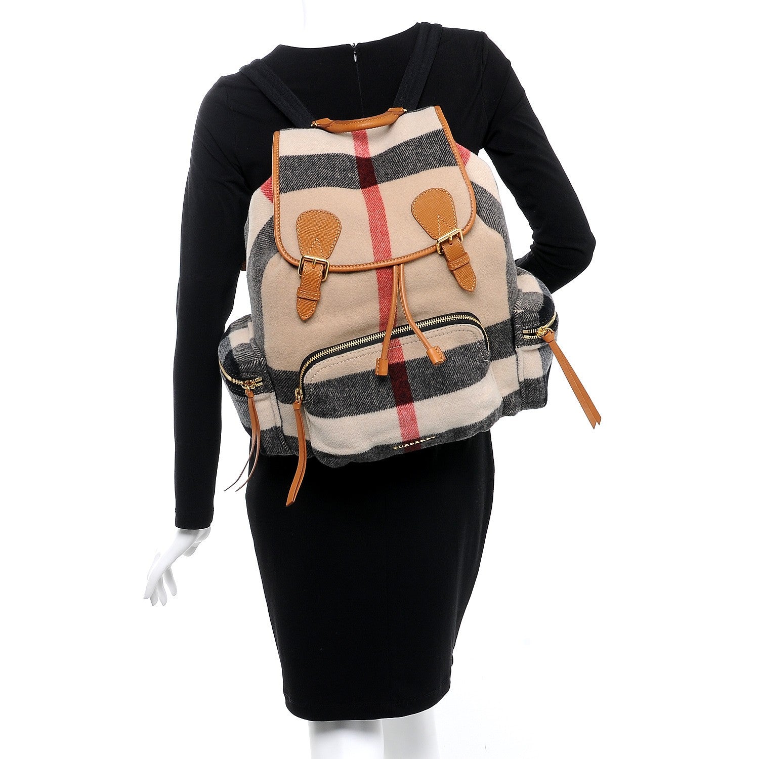 Burberry Wool Mega Check Large Rucksack Backpack Grey 2 of 9