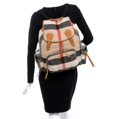 Burberry Wool Mega Check Large Rucksack Backpack Grey 2 of 9
