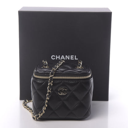 Chanel Lambskin Quilted Mini Vanity Case With Chain Black 10 of 10