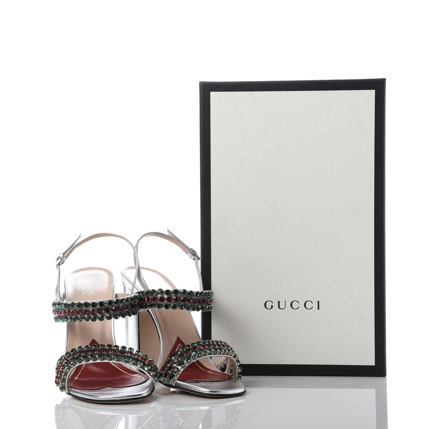 Nappa Silk Crystal Bertie High Heel Sandals 39 Argento