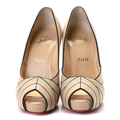 Christian Louboutin Calfskin Undessin Alta 120 Pumps 36 Nude Black 2 of 9