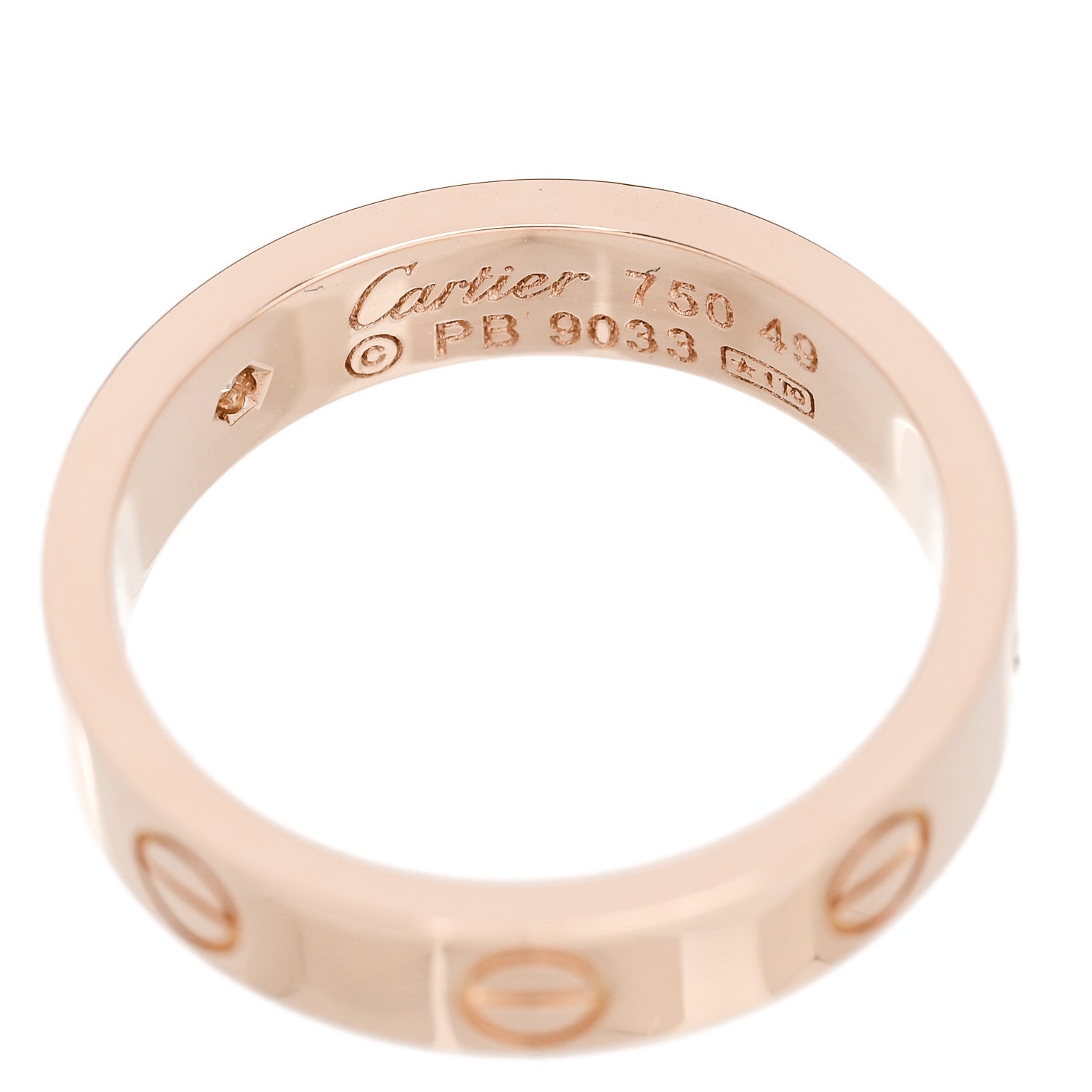 Cartier 18K Pink Gold Diamond 4mm LOVE Wedding Band Ring 49 4.75 4 of 4