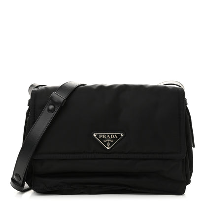 Prada Re-Nylon Vitello Padded Large Flap Shoulder Bag Black 1 of 10