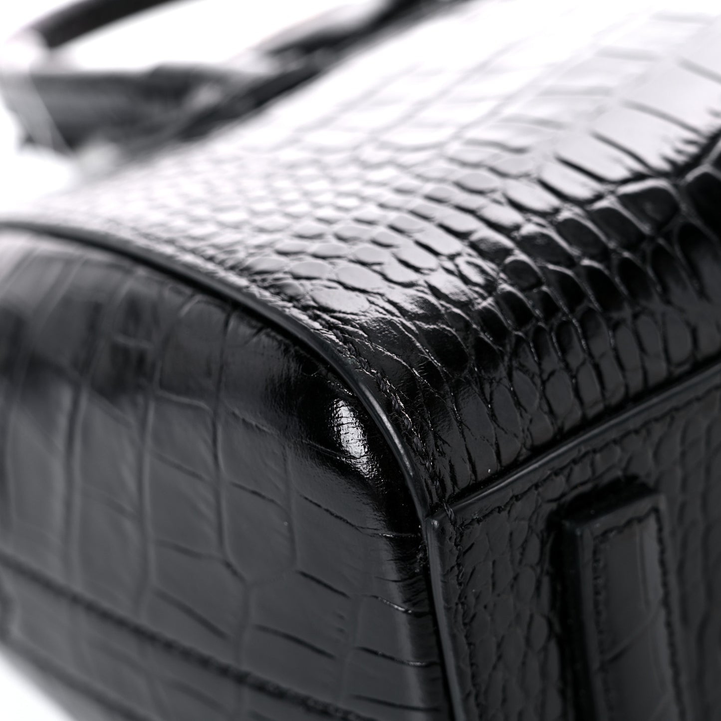 Calfskin Crocodile Embossed Mini Antigona Black