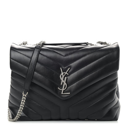 Saint Laurent Calfskin Y Quilted Monogram Medium Loulou Chain Satchel Black 1 of 9