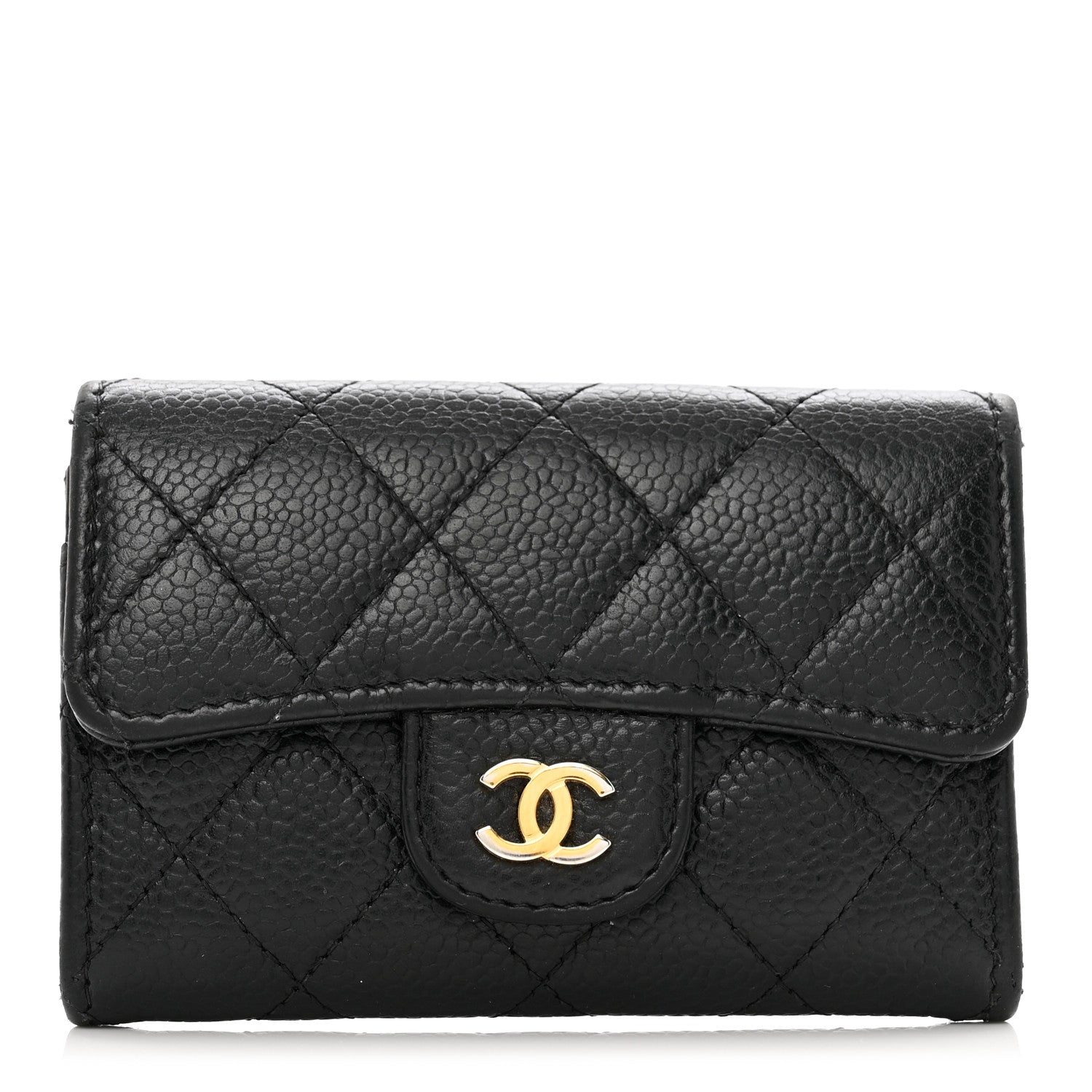 Chanel Caviar Quilted Flap Card Holder Wallet Black 1 of 9