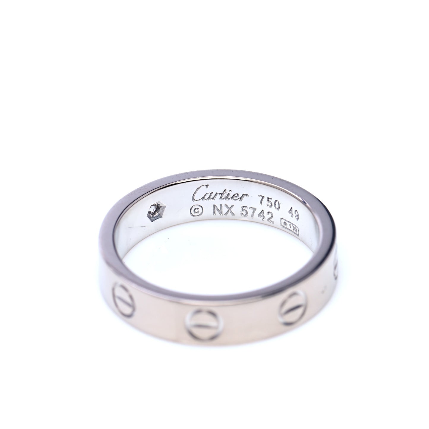 18K White Gold Diamond 4mm LOVE Wedding Band Ring 49 4.75