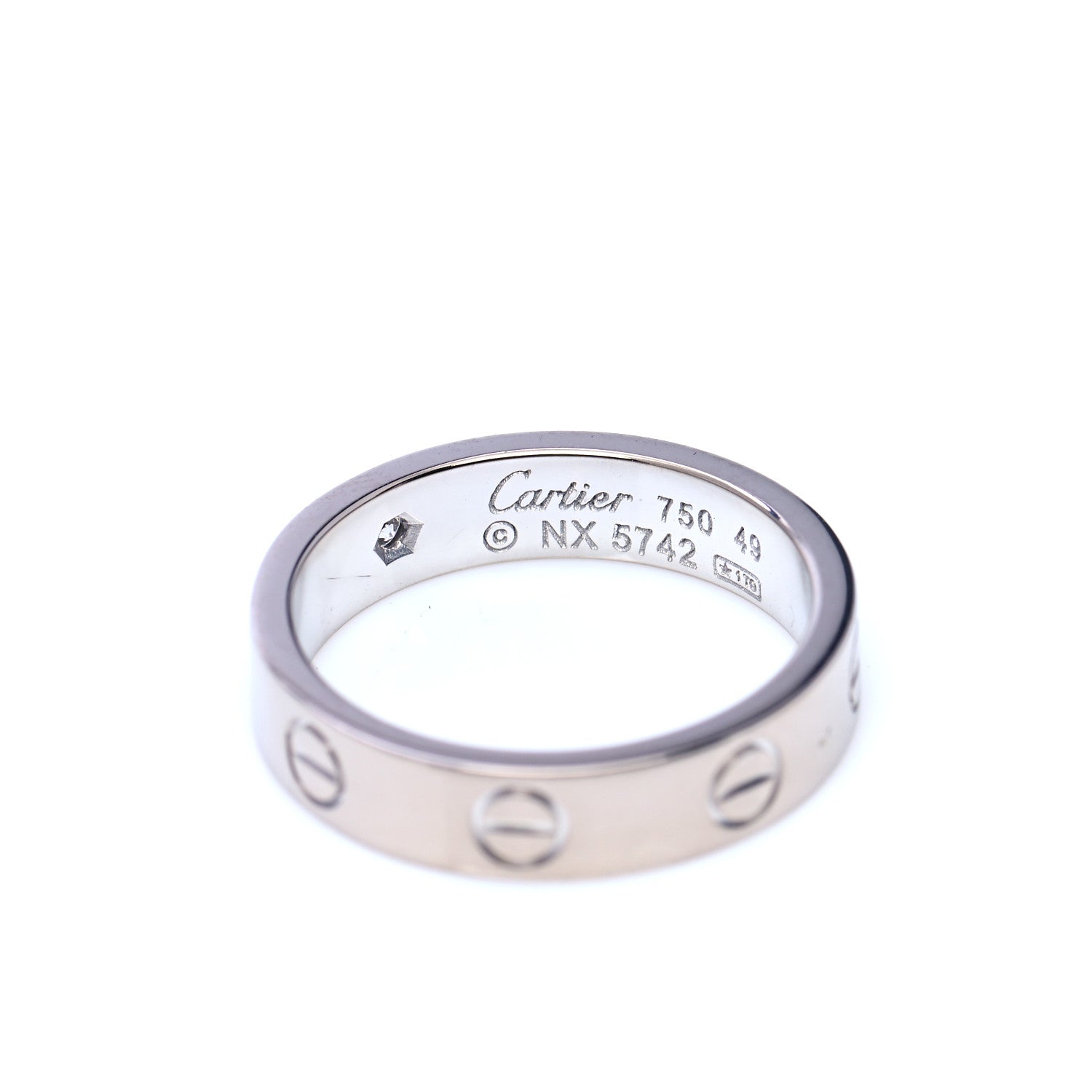 Cartier 18K White Gold Diamond 4mm LOVE Wedding Band Ring 49 4.75 5 of 6