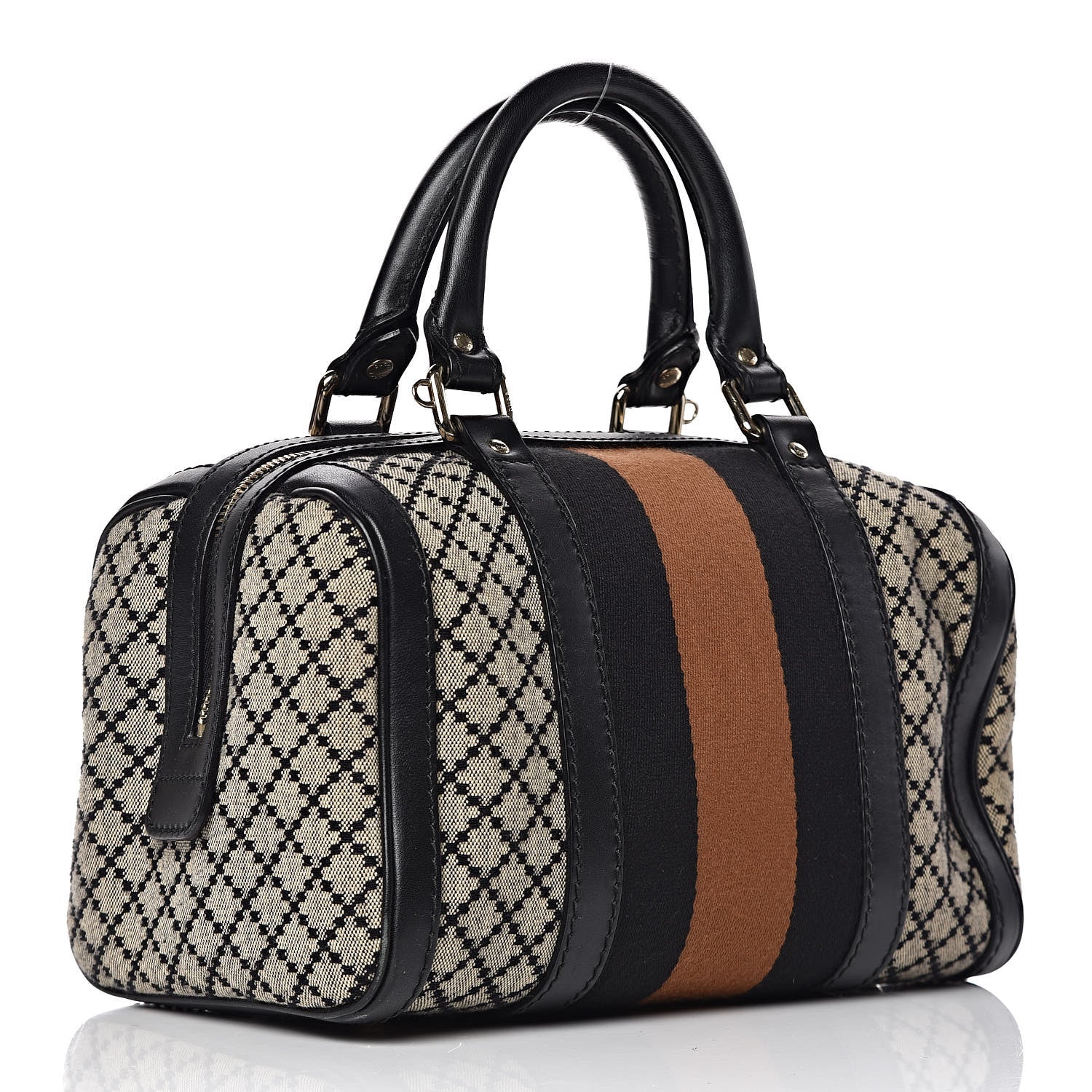 Gucci Diamante Vintage Web Small Boston Black 3 of 12