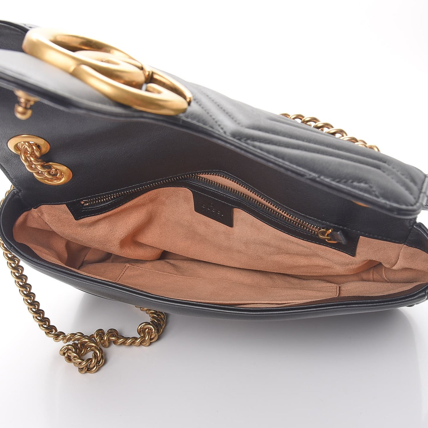 Calfskin Matelasse Medium GG Marmont Shoulder Bag Black
