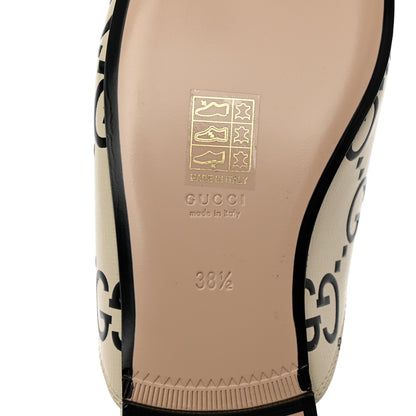 Gucci Azalea Calfskin GG Monogram Bi-Color Debossed Womens Princetown Slippers 38.5 Mystic White Black 8 of 12
