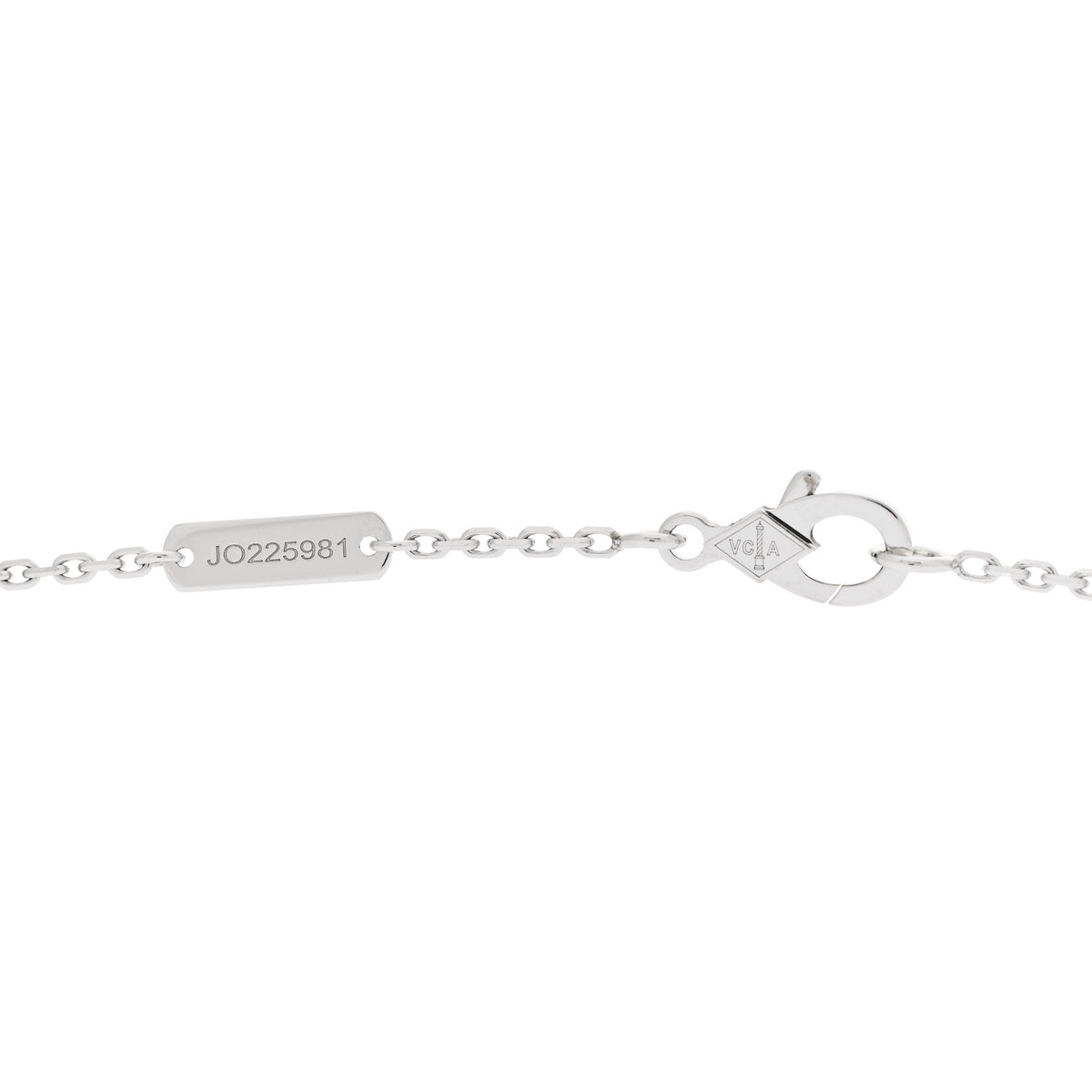 18K White Gold Guilloche Vintage Alhambra Pendant Necklace