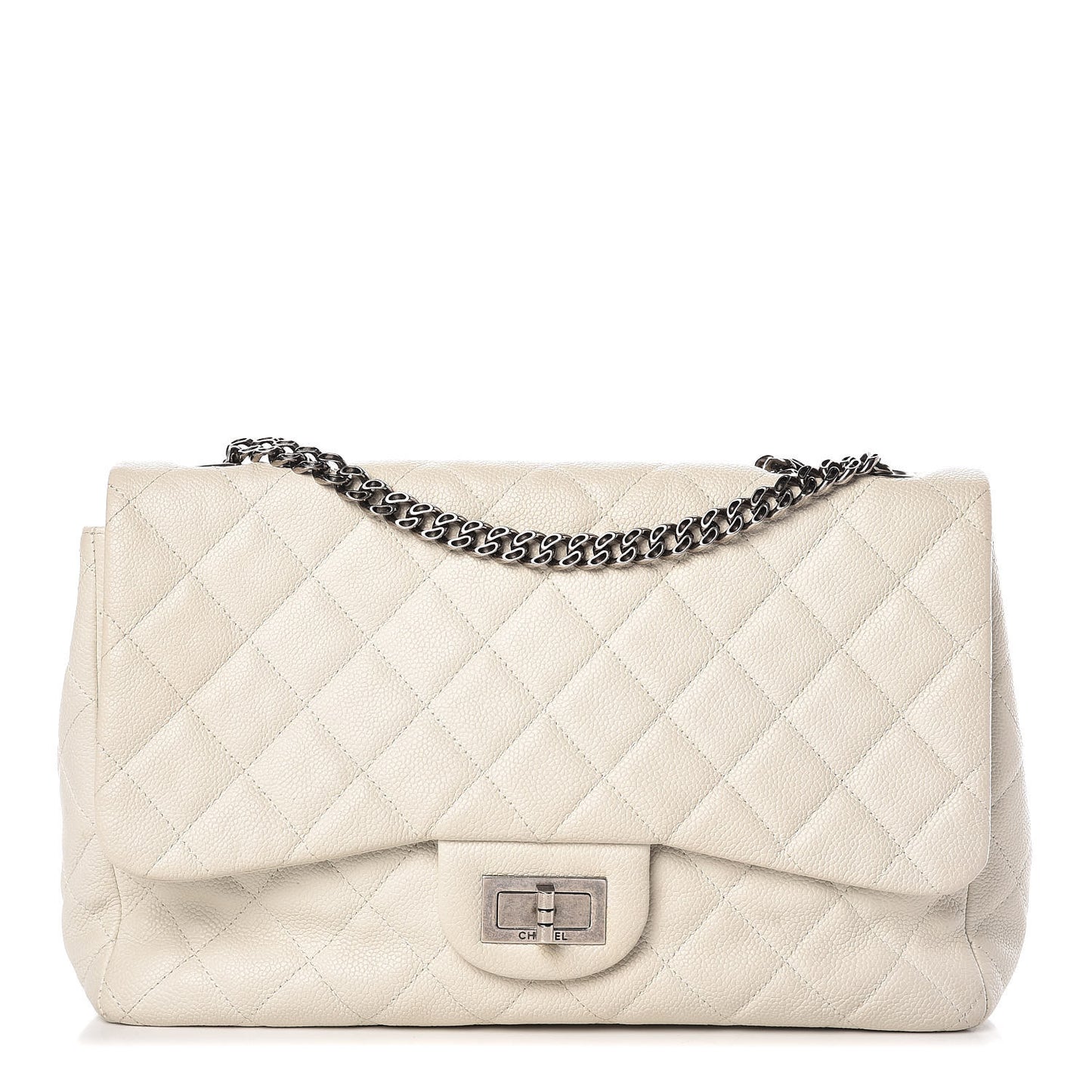 Caviar Quilted Jumbo Single Flap Bijoux Chain Ivory