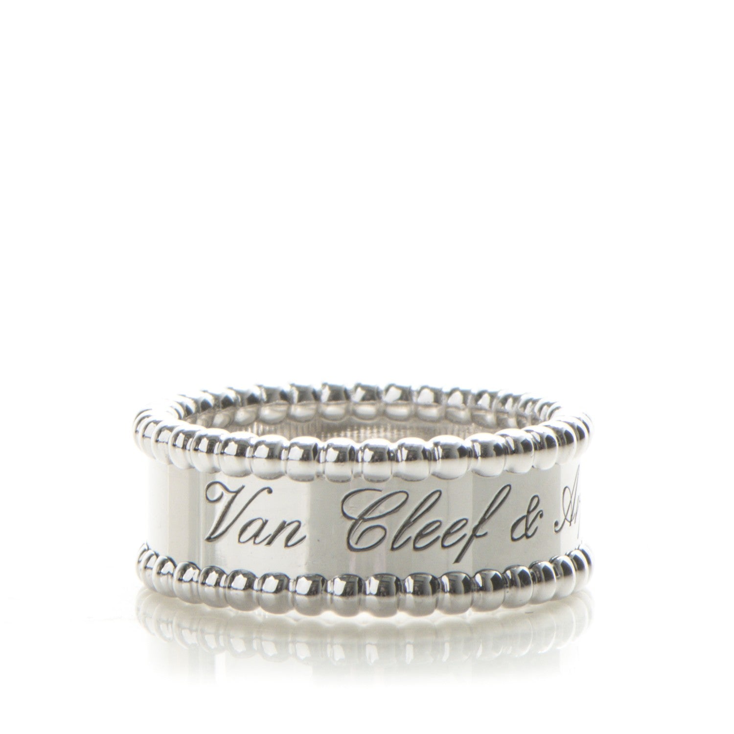 Van Cleef & Arpels 18K White Gold Perlee Signature Ring 51 5.75 1 of 5