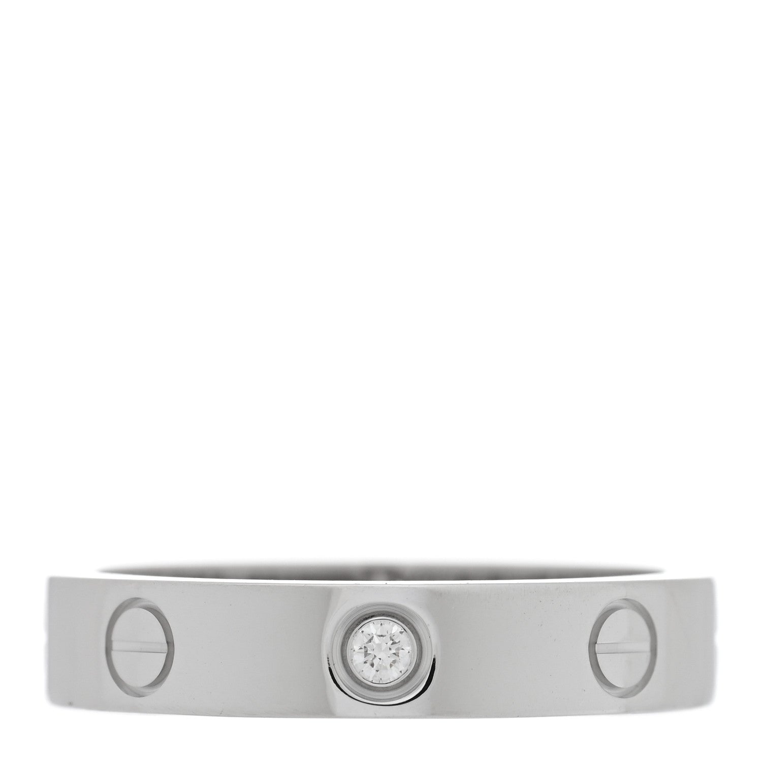 Cartier 18K White Gold Diamond 4mm LOVE Wedding Band Ring 54 7 1704649 ...