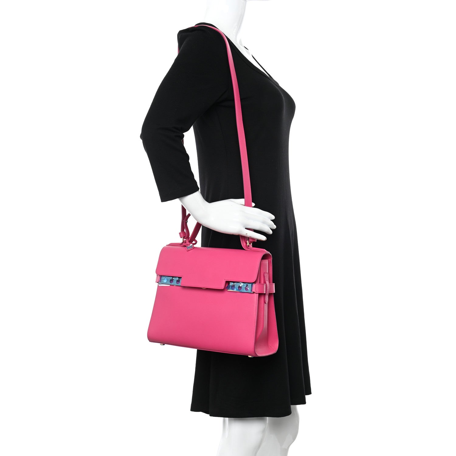 Delvaux Calfskin MM Tempete Satchel Fuchsia 3 of 10