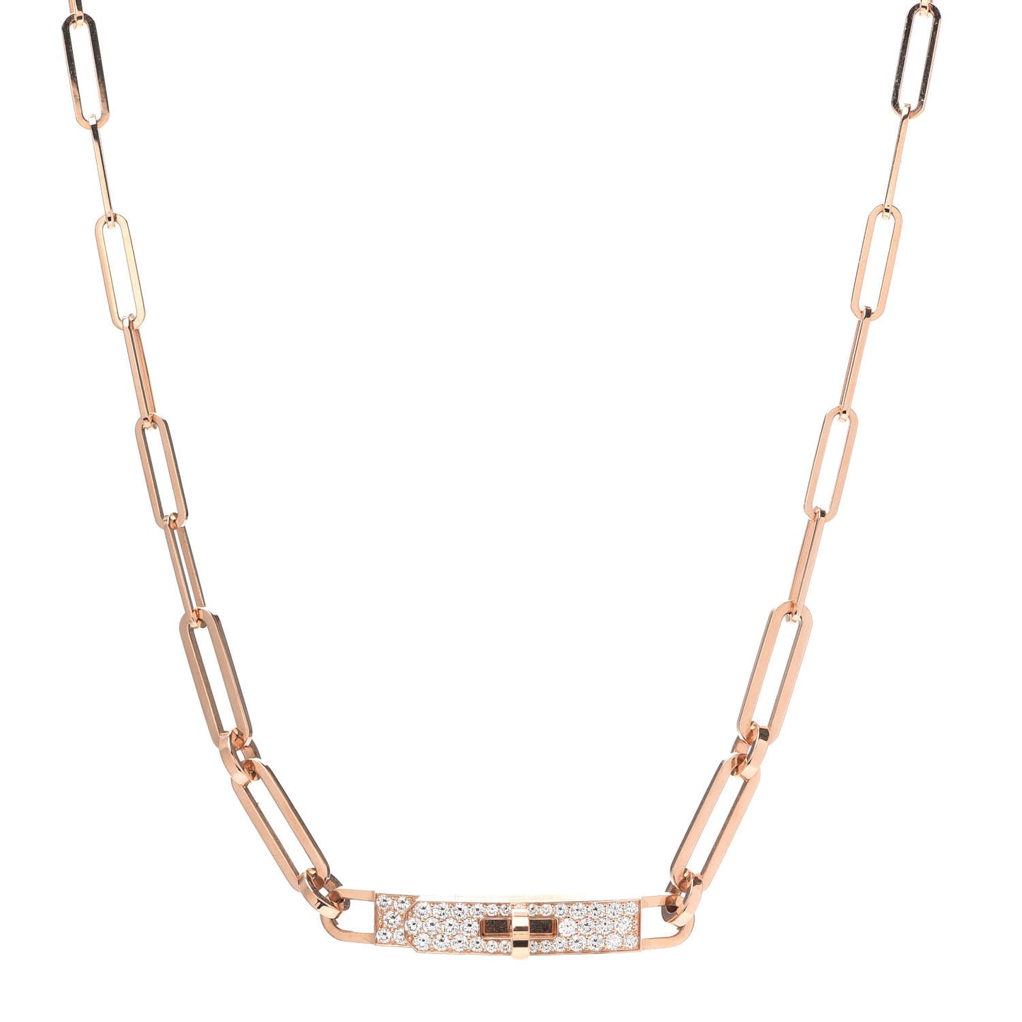 18K Rose Gold Diamond Pave Kelly Chaine Choker Necklace