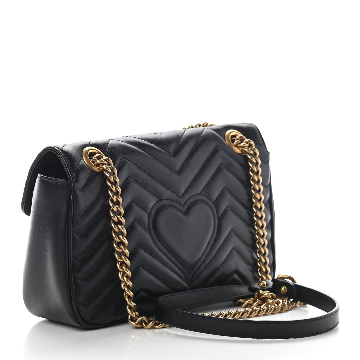 Calfskin Matelasse Small GG Marmont Shoulder Bag Black