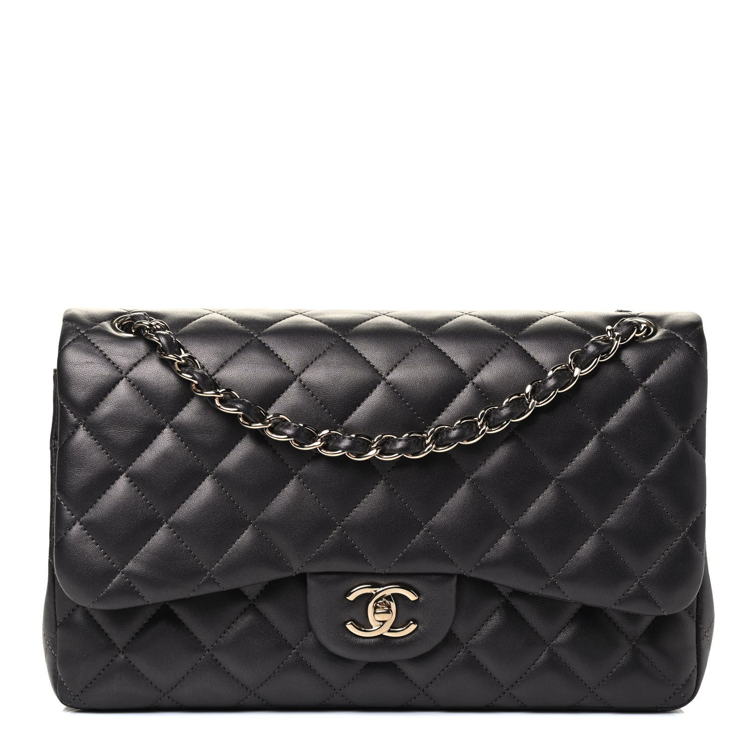 Chanel Lambskin Quilted Jumbo Double Flap Dark Grey 1 of 4